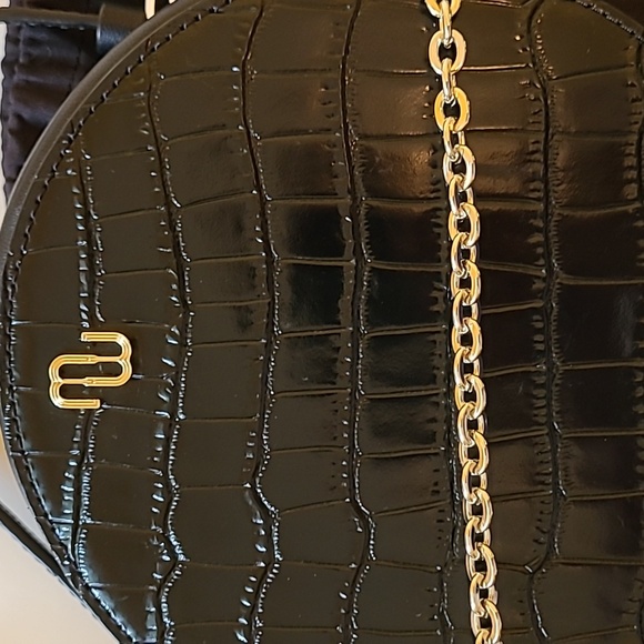 Maje crocodile embossed leather handbag black - Picture 2 of 6